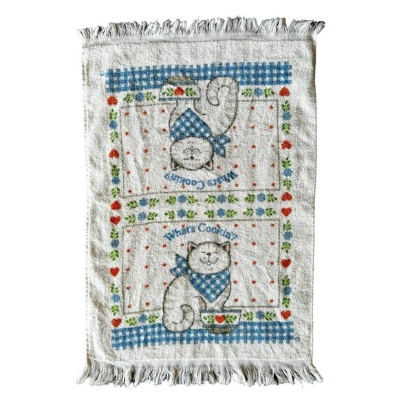 Vintage Cannon What’s Cookin’ Cat Kitchen Dish Towel - Picture 1 of 3